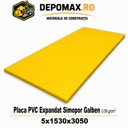 Placa rigida PVC Simopor Galben 0.58 g/cm3, 5x1530x3050 mm